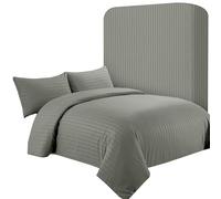 AR Ware Set Copripiumino Super King a Righe Satinate - 4 Pezzi Antracite Morbido, Set Biancheria da Letto Stile Hotel con 2 Federe e 1 Lenzuolo con Angoli