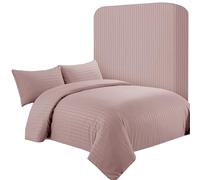 AR Ware - Set copripiumino super king in raso a righe - 4 pezzi, colore blush morbido, set di biancheria da letto in stile hotel con 2 federe e 1 lenzuolo con gli angoli