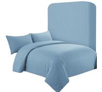 AR Ware Set Copripiumino Super King in Raso a Righe - 4 Pezzi in Blu Chiaro Morbido, Set di Biancheria da Letto in Stile Hotel con 2 Fodere per Cuscini e 1 Lenzuolo con Angoli