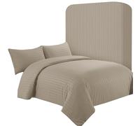 AR Ware Set copripiumino super king size in raso a righe, 4 pezzi, beige, morbido, set di biancheria da letto con 2 federe e 1 lenzuolo con angoli