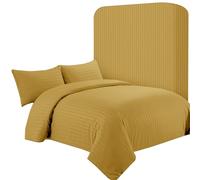 AR Ware Set copripiumino super king size in raso a righe, 4 pezzi, color ocra, morbido, set di biancheria da letto con 2 federe e 1 lenzuolo con angoli