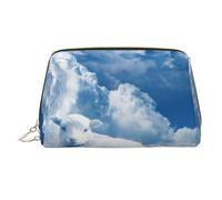 Ara e tucano appollaiarsi delle foreste pluviali americane borsa per il trucco stampata per le donne borsa per il trucco in pelle portatile borsa da viaggio con cerniera dorata borse, Agnello con un