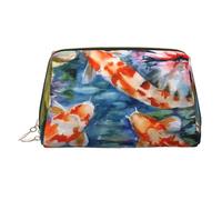 Ara e tucano appollaiarsi delle foreste pluviali americane borsa per il trucco stampata per le donne borsa per il trucco in pelle portatile borsa da viaggio con cerniera dorata borse, Pesce Koi