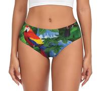 Ara e tucano appollaiato delle foreste pluviali americane stampa versatile elegante donna flessibilità elastico slip comodi si sente delicato, Nero , M