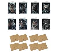 ARA STEP - Biglietti di auguri con buste, divertenti e realistici, motivo: animali, set da 8 biglietti e 8 buste, dimensioni: 105 x 148,5 mm, motivo: gatto della foresta norvegese