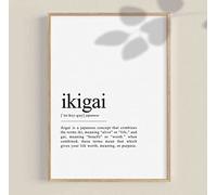 Ara Step - Poster con dizionario in bianco e nero, stampe artistiche da parete, senza cornice, N4 (IKIGAI Definition Print, 297 x 420 mm)