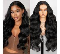 Arabella Parrucche senza colla 6 x 5 capelli umani pre-pizzicati pre-tagliati con chiusura a densità 230%, capelli umani 12 A, parrucca ondulata sciolta, capelli umani pre-tagliati pizzo pre-pizzicato