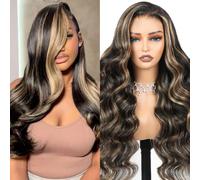 Arabella Parrucche senza colla 6x5 capelli umani 1B/27 Evidenzia Balayage Parrucca frontale in pizzo per capelli umani Usura e vai per principianti Densità 210% 12A parrucca pre-pizzicata pre-tagliata