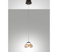 ARABELLA SOSPENSIONE AMBRA 1 LUCE IN VETRO E STRUTTURA IN METALLO A LED 3000K - 8W - 750 lm, D.14CM, SMART C/ACCESS.