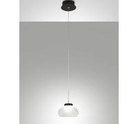 ARABELLA SOSPENSIONE BIANCA 1 LUCE IN VETRO E STRUTTURA IN METALLO A LED 3000K - 8W - 750 lm, D.14CM, SMART C/ACCESS.