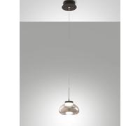 ARABELLA SOSPENSIONE FUME' 1 LUCE IN VETRO E STRUTTURA IN METALLO A LED 3000K - 8W - 750 lm, D.14CM