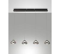 ARABELLA SOSPENSIONE FUME' 4 LUCI RETTANGOLARE A LED 3000K - 32W - 3020 lm DIMMERABILE SMART C/ACC.