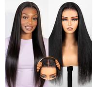 Arabella Wear and Go Parrucche senza colla, capelli umani pre-tagliati in pizzo con densità 210%, parrucca frontale in pizzo 12A, veri nodi sbiancati pre-pizzicati, parrucca dritta aggiornata (50,8 cm