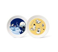 Arabia Moomin 1064307 - Set di piatti da ufficio e da notte invernale, in porcellana, 2 pezzi, 19,6 x 2,7 cm