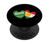 Arabia Saudita Kurdistan Cuore Bandiera Arabia Saudita Curdo PopSockets PopGrip Adesivo