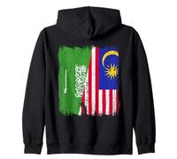 Arabia Saudita Malesia Mezza Bandiera Saudi Malaysian Heritage Felpa con Cappuccio