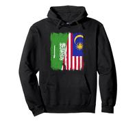 Arabia Saudita Malesia Mezza Bandiera Saudi Malaysian Heritage Felpa con Cappuccio