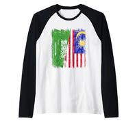 Arabia Saudita Malesia Mezza Bandiera Saudi Malaysian Heritage Maglia con Maniche Raglan