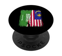 Arabia Saudita Malesia Mezza bandiera Saudi Malaysian Heritage PopSockets PopGrip Adesivo
