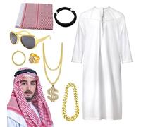 Arabian Costume for Men - Male Middle Eastern Dress, Fancy Cosplay Outfit, Cultural Role Play Attire, Party Carnival Clothing, Stage Accessory, Themed Event Wear, Traditional | Authentic Design with S