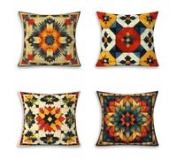 Arabo Cuscini per Divano Set di 4 50x50cm, Giallo Decorativi per Federe Divano con Arredo Cerniera Invisibil, Quadrato Morbido Federe, per Accessori Casa Camera, Soggiorno, Auto, Giardino, 2-2097