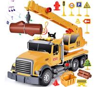 Aragallant Camion Gru Giocattolo, Gru Giocattolo per Bambini, Gru Giocattoli da Cantiere Ragazzi, Camion Grande Giocattolo con Suoni, Regali per bambini di oltre 5 anni