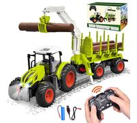 Aragallant RC Trattore Telecomandato per Bambini, Set di Trattore Radiocomandato - con Rimorchio Giocattolo, 2.4Ghz Telecomandato, Pinza e 3 Legname, Giocattoli per Bambini di 3, 4, 5, 6, 7 Anni