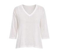 Aragona - D3370To-110 Linen Top - - Tops - Donna - Bianco - XS