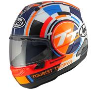 Arai Arai RX-7V Evo Isle Of Man TT 2025, casco integrale S male Nero/Bianco/Arancione/Blu