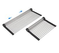 ARAINY Grande scolapiatti telescopico arrotolabile resistente al calore scolapiatti da cucina scolapiatti sopra il lavello scolapiatti scolapiatti in acciaio inox scolapiatti rack 18 tubi