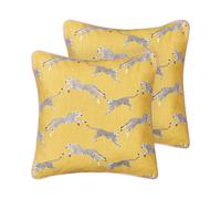 ARALES Set di 2 cuscini Trama animale Giallo 45 x 45 cm Cotone