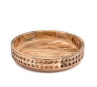 ARAMBH Decorative Mango Wood Bowl - Burnt Round Finish for Rustic & Modern Decor | Perfect for Dining Table, Console Table & Shelf Display (30,48 x 30,48 x 6,35 cm)