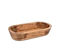 ARAMBH Mango Wood Boho Decorative Bowl - Handcrafted Wooden Dough Bowl for Tabletop, Bathroom & Counter Display | Finish Burned (30,48 x 15,24 x 5,08 cm)