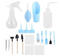 Aramox 19 Strumenti per Piante Succulente, Set di Attrezzi per Piante in ABS, Kit di Trapianto di Bonsai per Piccole da Interno, Allentamento del Terreno, Semina, Irrigazione, Potatura, per (BLUE)