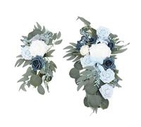 Aramox 2 Pezzi di Artificiale per Matrimonio Fiori in Seta e PE Cartelli di Benvenuto per Matrimonio Decorazione Floreale 50 X 30 Cm e 30 X 25 Cm con Clip per Decorazioni per di Nozze per Interni Ed