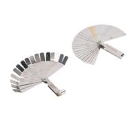 Aramox 2 Pezzi Set di Spessimetri, Acciaio Inossidabile 32 e 16 Lame Doppia Metrica e Imperiale Strumenti di Misurazione Spessore Larghezza per Valvole, Auto, Pistoni