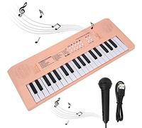 Aramox 37 Tasti Tastiera di Pianoforte Pianoforte Elettrico 2 Toni 16 Canzoni 4 Ritmi 4 Microfono a Percussione Registrazione USB Portatile Alimentazione a Batteria per Bambini (PINK)