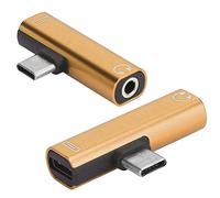 Aramox Adattatore a 3.5mm, Ricarica e Ascolta, Guscio in Alluminio (GOLD) | Accesso e alimentazione a doppia porta, connessione cuffie cablate senza driver, sessioni di gioco in viaggio
