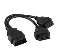 Aramox Adattatore cavo estensione Y splitter OBD2, auto 16 pin OBD2 OBDII maschio a doppio femmina 1 a 2 strumento diagnostico adattatore prolunga Y-splitter