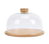 Aramox Alzata per Torte in Legno con Coperchio in Vetro, Piatto da Portata Rotondo da 11 Pollici 28 Cm per Torte, Dessert e Frutta, Matrimoni, Feste (Trasparente)