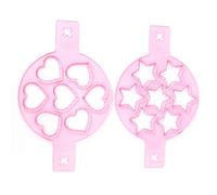 Aramox Anello per Pancake in Silicone per Uova, Stampo per Pancake, 2 Pezzi, 7 Fori, per Padella Antiaderente 14,6 X 8,9 Pollici a Forma di Cuore e Stella per la Colazione e l'uso in Fai-da-te