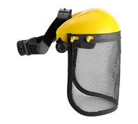 Aramox Casco di Sicurezza in Rete con Visiera Integrale per la Protezione Forestale del Decespugliatore, Cappello con Fascia Regolabile, Giallo, 1 Pezzo