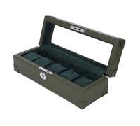 Aramox Cassa per Orologio a 5 Slot con Finestra in Vetro, Materiale in Pelle Microfibra Premium, Ideale per Migliorare il Display Dell'orologio, Adatta a Vari Stili di Orologi (GREEN)