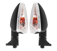 Aramox Coppia di indicatori di direzione, lampeggiatore anteriore per moto(Nero bianco)