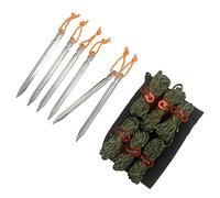 Aramox Corde per Tende, Corde da Campeggio Portatili Riflettenti con Picchetti e Fibbie in Alluminio, 4 M per la Sicurezza del Campeggio all'aperto (#2)