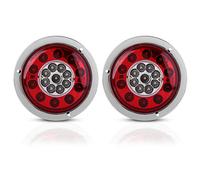 Aramox Fanale Posteriore del Freno, Coppia 18 pollici Rotonda 19 LED, Cromato Anello Doppio Colore, per Rimorchio del Camion Stop del Freno Girare, Fanali Posteriori per Auto