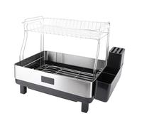 Aramox Funzione di Asciugatura dello Scolapiatti in Acciaio Inossidabile Scolapiatti Multifunzionale per Riporre i Piatti da per lo Spazio Organizzato della (Doppio strato B)