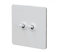 Aramox Interruttore a Levetta con Piastra, Interruttore a Levetta a 2 Vie, AC250V, Telaio in Acciaio Inossidabile, Base per PC Ignifuga, per Uso Domestico o in ufficio.