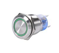 Aramox Interruttore a Pulsante con Chiusura a LED, Pulsante 19 mm 12V Interruttore a Pulsante con Chiusura a Scatto autobloccante in Acciaio Inossidabile Impermeabile(Anello Luminoso a LED Verde)