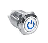 Aramox Interruttore a Pulsante LED in Metallo, 12 mm, Momentaneo, Impermeabile, Blu